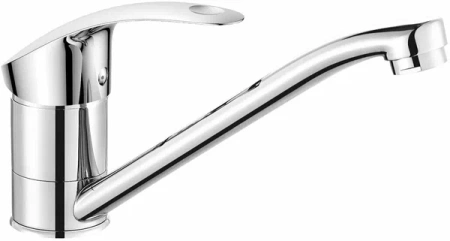 Смеситель для кухни/мойки Decoroom, однорычажный, поворотный, керамический, длина излива 219 мм, латунь, цвет хром