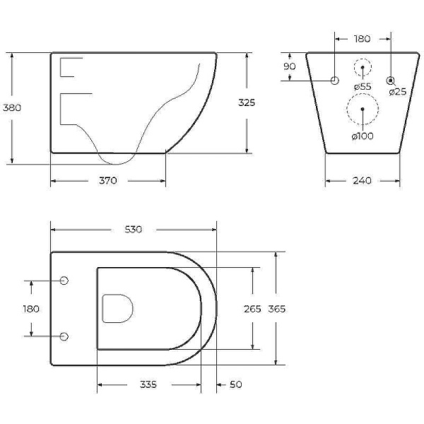 Унитаз подвесной Cezares Relax CZR-3806-53-TH-TOR/SC