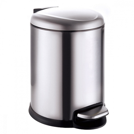 Ведро для мусора Azario, с педалью, с крышкой, с плавным закрыванием, 8 л, напольное, нержавеющая сталь/пластик, форма круглая, для туалета/ванной/кухни, цвет хром