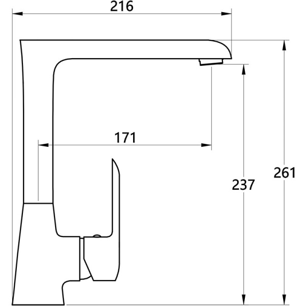 Смеситель для кухни/мойки Melodia Heavy Metal однорычажный, поворотный излив, керамический, высота 237 мм, длина 171 мм, латунь, цвет черный, без подводки, высокий MDV35615bk