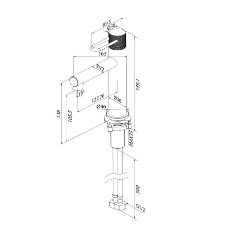 Смеситель для раковины/умывальника IDDIS Duna однорычажный, излив короткий, длина 127 мм, керамический, нержавеющая сталь, цвет графит матовый, без донного клапана