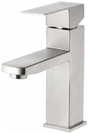 Смеситель для раковины/умывальника Haiba, однорычажный, неповоротный, нержавеющая сталь, длина излива 126 мм, керамический, цвет сталь