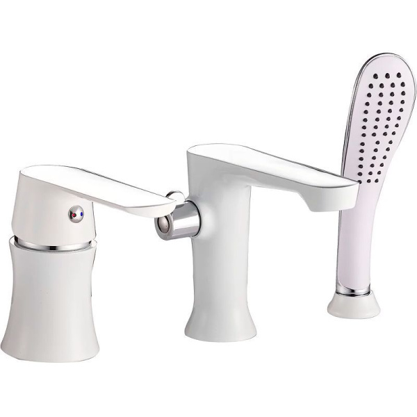 Смеситель для ванны/душа HAIBA однозахватный, хромированный, на борт ванны, излив 167 мм, неповоротный, латунь, хром/белый