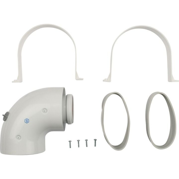 Элемент дымохода STOUT DN60/100 адаптер для котла угловой 90° коаксиальный (совместимый с Baxi,Viessmann) SCA-6010-210190