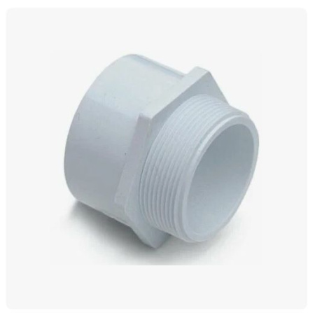 Муфта клеевая ПВХ GENOVA 3/4"х3/4", (КВ-РН), наружная резьба (под ключ), соединительная (цвет белый), прямая, фитинг резьбовой для соединения труб холодной воды до 60 *С
