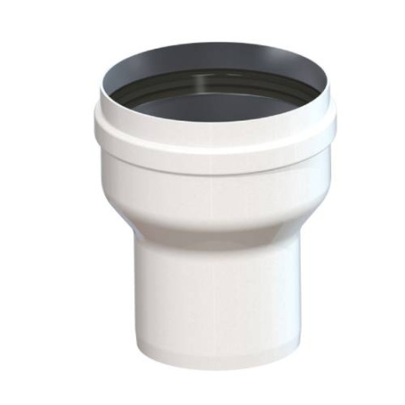 Адаптер дымохода Gekon (переходник) D60-80 мм, L=100 мм, моно (Одноконтурный), алюминий, цвет белый