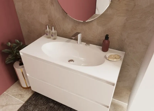 Раковина/умывальник Эстет Malta luxe 100, 1000х470х135 мм, встраиваемая сверху, прямоугольная, литьевой мрамор, цвет белый, с отверстием под смеситель, без слив-перелива, умывальник