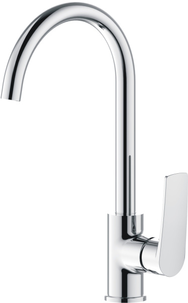 Смеситель для кухни/мойки HAIBA однозахватный, поворотный, латунный, с длинным изливом, длина 221 мм, латунь, цвет хром