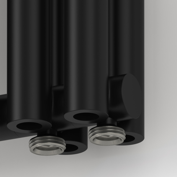 Радиатор отопления Сунержа Эстет-00 EU50 1200х630 14 секций, цвет матовый чёрный, нижнее подключение, нержавеющая сталь, трубчатый
