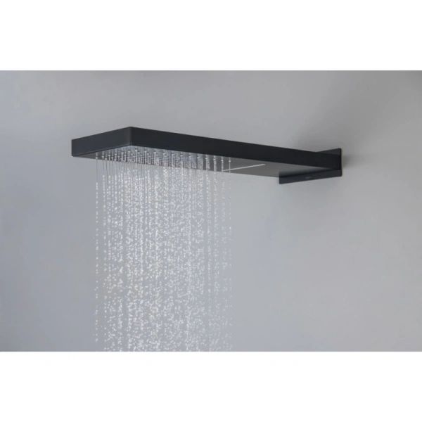 Верхний душ Aquatek AQ2085MB прямоугольный, 2 режима, размер 550х170 мм, нержавеющая сталь, цвет матовый черный, для душа/ванной, на стену