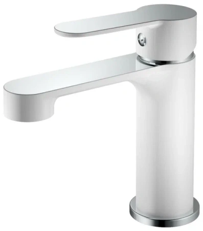 Смеситель для раковины/умывальника Haiba, однорычажный, неповоротный, латунь, длина излива 110 мм, керамический, цвет белый/хром