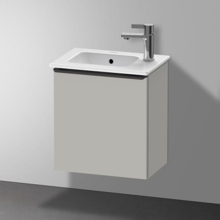 Тумба под раковину Duravit D-Neo, 41х27,4х44 см, подвесная, с распашной дверцей, ДСП, цвет: бетонно-серый, шкафчик навесной, прямоугольная, правая, в ванную комнату