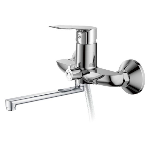 Смеситель для ванны/душа HAIBA однозахватный, хромированный, настенный, излив длинный 231 мм, поворотный, латунь, цвет хром