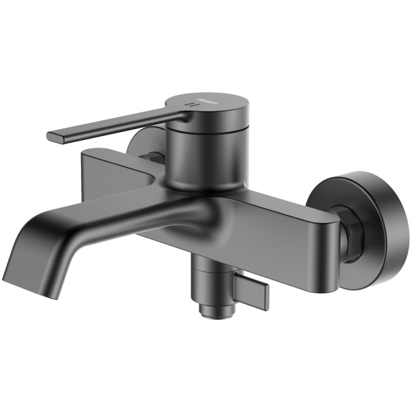 Смеситель для ванны/душа Azario VINCENTE, однорычажный, настенный, неповоротный, латунь, длина излива 163 мм, керамический, цвет графит