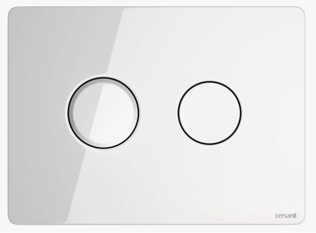 Кнопка смыва Cersanit ACCENTO CIRCLE для AQUA 50 ,двойной смыв, белая, клавиша управления для сливного бачка, инсталляции унитаза, двойная, пневматическая, панель, универсальная, размер 224х15,4х164 мм