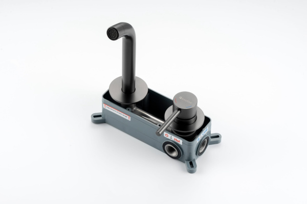 Смеситель для раковины/умывальника Knotlor Eclipse встраиваемый, однорычажный, неповоротный, длина излива 190 мм, керамический, нержавеющая сталь, цвет вороненая сталь, матовая