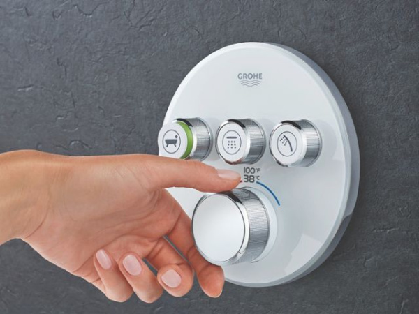 Смеситель для душа Grohe Grohtherm SmartControl термостатический, скрытого монтажа, на 3 выхода, керамический, настенный, без излива/шланга/лейки, латунь хром