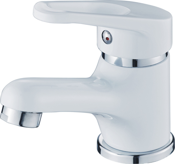 Смеситель для умывальника HAIBA CRON однозахватный, неповоротный, длина 107 мм, силумин, цвет хром/белый