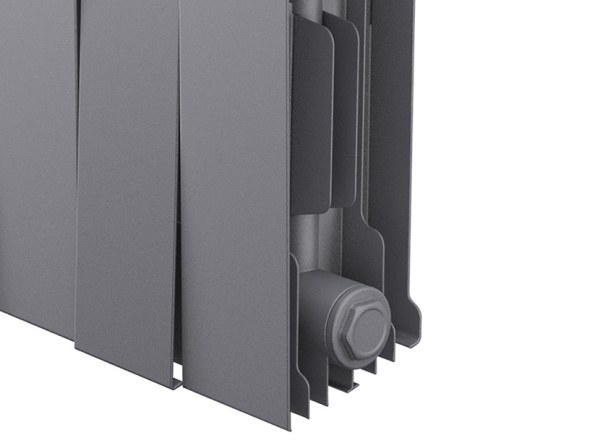 Радиатор отопления Royal Thermo PianoForte 200 Silver Satin (6 секций) биметаллический, боковое подключение, для квартиры, дома, водяные, мощность 606 Вт, настенный, серебристый