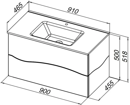Тумба под раковину Allen Brau Glority 90, подвесная, 910х465х518 мм 2 выдвижных ящика, цвет дуб антик, прямоугольная, в ванную комнату, стиль модерн