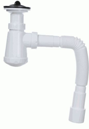 Сифон бутылочный TeRma 1 1/2"х 40 с гибкой трубой 40/50 для раковины, умывальника, мойки 10088