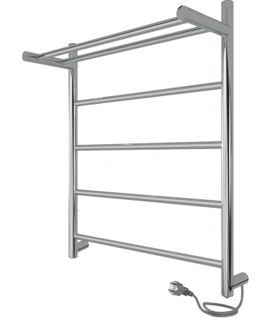 Полотенцесушитель 600х500 мм Indigo Line, с полкой(полочкой), электрический, универсальное подключение, из нержавеющей стали, форма лесенка, настенный, цвет серебристый, для ванны