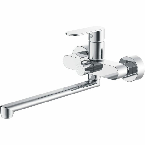 Смеситель для ванны/душа HAIBA однозахватный, хромированный, настенный, излив длинный 329 мм, поворотный, латунь, цвет хром