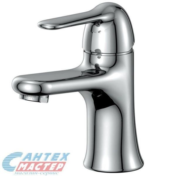 Смеситель для раковины D&K Ambrosius Rhein однорычажный, излив короткий, длина 102 мм, керамический, латунь, цвет хром, без донного клапана