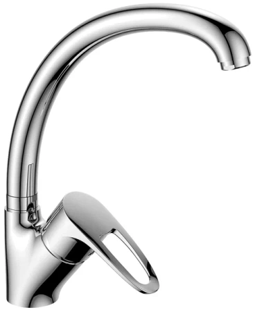 Смеситель для кухни/мойки Decoroom, однорычажный, поворотный, керамический, длина излива 203 мм, латунь, цвет хром