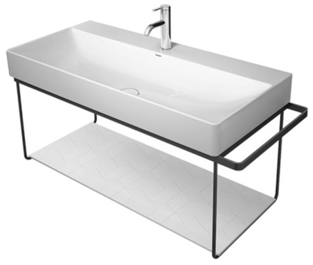 Консоль DURAVIT DuraSquare для раковины 106,5x45,1x40 см, подвесная, цвет матовый черный, металлический каркас под раковину, тумба, прямоугольная, с полкой, с полотенцедержателем
