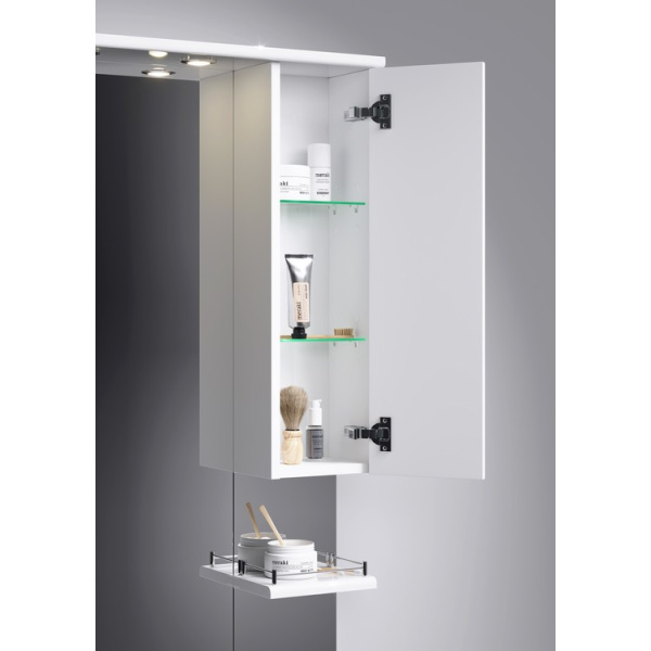 Зеркальный шкаф Aqwella Barcelona 60, 600х1080х175 мм, с LED/ЛЕД-подсветкой, подвесной, цвет белый, зеркало, 1 распашная дверца/полки, прямоугольный, правый/левый, правосторонний/левосторонний, универсальный