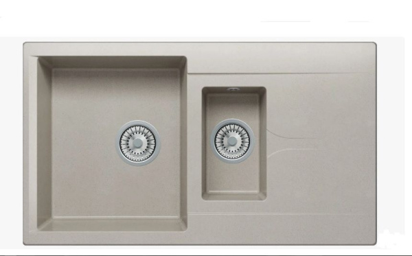 Мойка Polygran Brig-870 87х50х21.6 см, врезная, двойная, с правым крылом, из искусственного камня, прямоугольная, цвет серая, без отверстия под смеситель, слив-перелив, с сифоном, для кухни Мойка Polygran Brig-870 87х50х21.6 см, врезная, двойная, с правым крылом, из искусственного камня, прямоугольная, цвет серая, без отверстия под смеситель, слив-перелив, с сифоном, для кухни