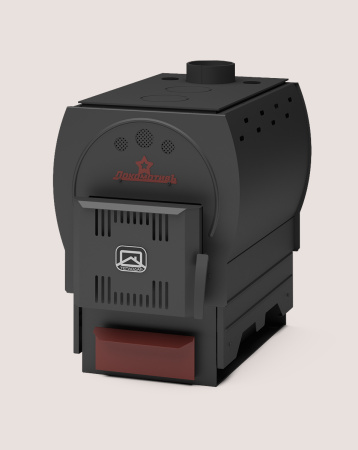 Печь Локомотивъ-120 (2019) ТЕПЛОДАР 120м³, отопительная, варочная поверхность, напольная, пристенная, дверца глухая, длительного горения, на дровах/брикетах