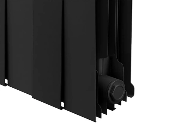 Радиатор отопления Royal Thermo PianoForte 300 Noir Sable (16 секций) биметаллический, боковое подключение, для квартиры, дома, водяные, мощность 1968 Вт, настенный, батарея, черный графит