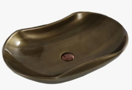 Раковина-чаша для ванной CeramaLux MNC D1334H466 66,5х12х41 накладная, овальная, керамическая/фарфоровая, цвет бронза, без отверстия под смеситель, без слива-перелива