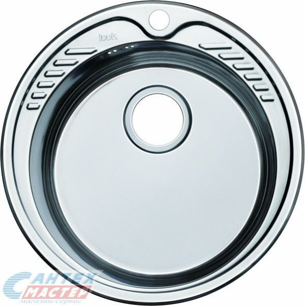 Мойка IDDIS Suno S D510 , 51х18 см, толщина 0.8 мм, врезная, нержавеющая сталь, круглая, цвет шёлк, с отверстием под смеситель, слив-перелив, для кухни Мойка IDDIS Suno S D510 , 51х18 см, толщина 0.8 мм, врезная, нержавеющая сталь, круглая, цвет шёлк, с отверстием под смеситель, слив-перелив, для кухни