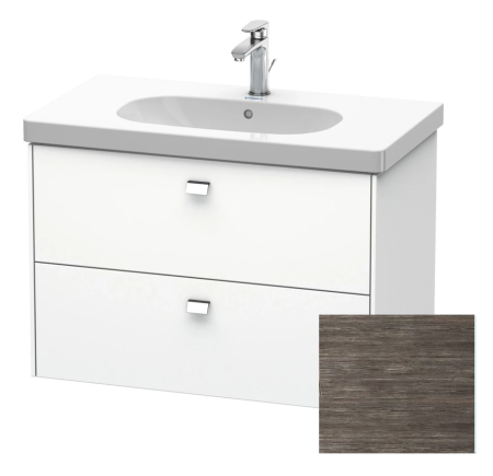 Тумба под раковину Duravit Brioso, 82х47,9x55,3 см, подвесная, 2 выдвижных ящика, ДСП, цвет: сосна терра/хром, шкафчик навесной, механизм доводчика, прямоугольная, правая/левая, в ванную комнату