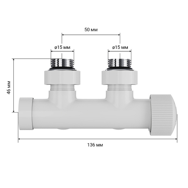 Узел нижнего подключения Royal Thermo Design Pro термостатический угловой 15мм М30х1,5 цвет белый, латунь, для нижнего подключения радиаторов RANPU11215WH