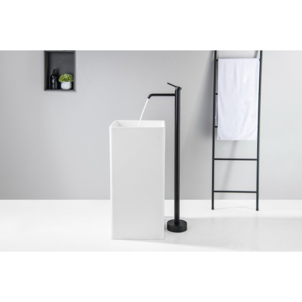 Смеситель для раковины/умывальника Aquatek Европа напольный, однорычажный, неповоротный/фиксированный, излив длина 220 мм высота 1052 мм латунь, цвет матовый черный