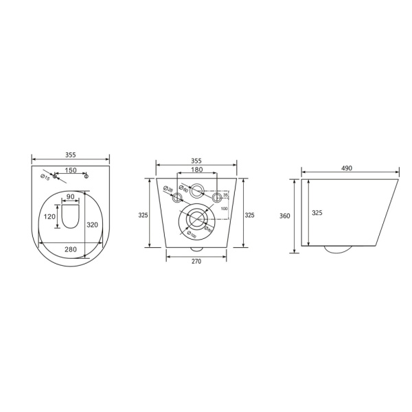 Унитаз подвесной ABBER Bequem 490х355х360 мм цвет белый матовый, горизонтальный (прямой) выпуск, система антивсплеск, смыв торнадо, безободковый, с сиденьем микролифт, дюропласт, под скрытый бачок AC1102TMW