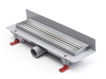 Водоотводящий желоб MCH CH 350 B2 Basic 350 мм, глянцевый хром, пристенный, пластиковый, с пластиковой рамкой для монтажа к стене с боковым сливом D 40