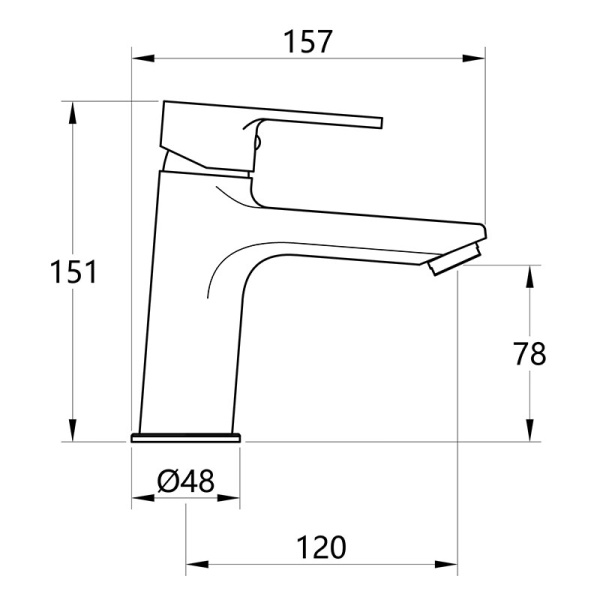 Смеситель для раковины/умывальника Melodia Aria однорычажный, неповоротный, фиксированный, короткий, излив длина 120 мм высота 78 мм латунь, цвет хром MDV35721