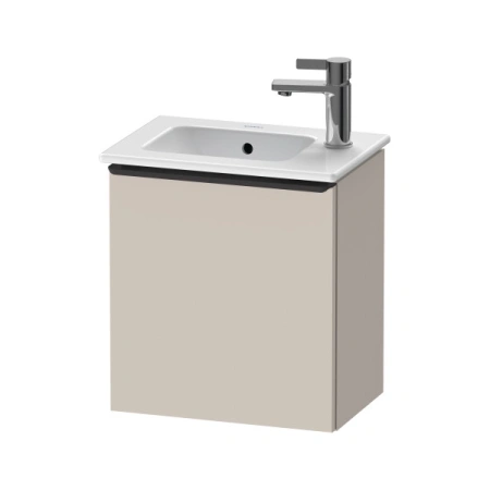Тумба под раковину Duravit D-Neo, 41х27,4х44 см, подвесная, с распашной дверцей, ДСП, цвет: серо-коричневый, шкафчик навесной, прямоугольная, правая, в ванную комнату