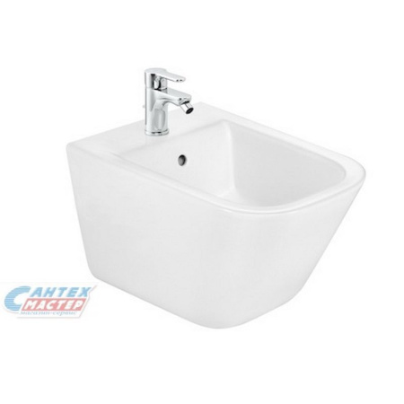 Биде подвесное Roca Gap, БЕЛЫЙ, горизонтальный (прямой, в стену) выпуск, без сиденья, слив-перелив, тип керамический, прямоугольный, размеры (Рока Гап) 