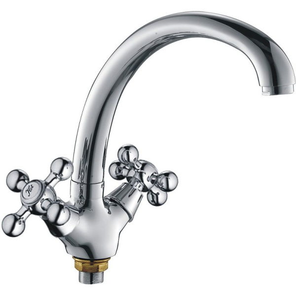 Смеситель для кухни/мойки HAIBA CRON двухвентильный, поворотный, длина 212 мм, силумин, цвет хром