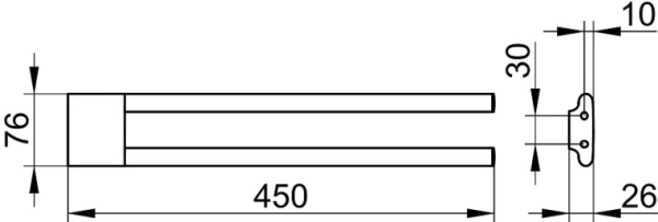 Полотенцедержатель Keuco Edition 400, двойной, 450 мм настенный, латунь, для полотенец в ванную/туалет/душевую кабину, цвет хром