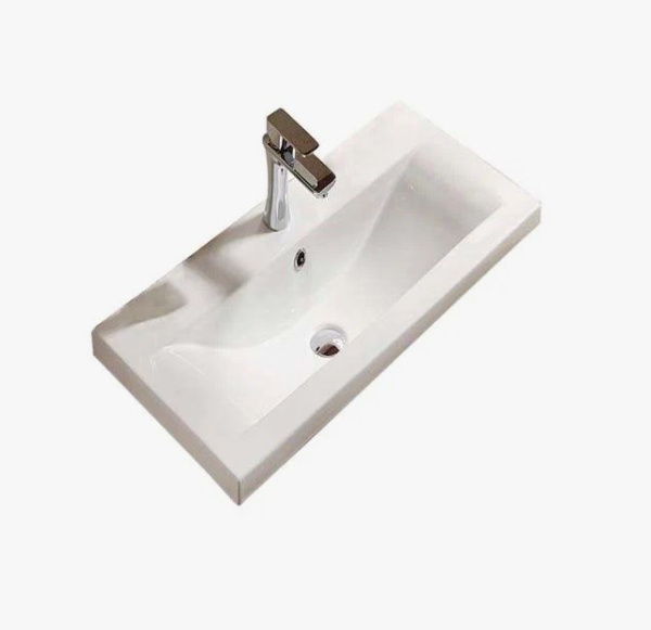 Раковина для ванной CeramaLux 9393-70 70х18,5х39,5 встраиваемая, прямоугольная, керамическая/фарфоровая, цвет белый, с отверстием под смеситель, слив-перелив