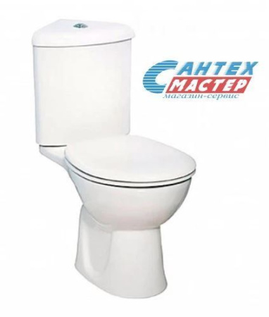 Унитаз компакт Vitra Arkitekt, БЕЛЫЙ, угловой, горизонтальный (прямой) выпуск, напольный, с крышкой (сиденье) ДЮРОПЛАСТ, нижняя подводка воды, арматура ДВОЙНОЙ слив