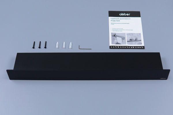 Полка для ванны ABBER Nischen AN3010MB прямоугольная, 600х103 мм нержавеющая сталь, настенная, в ванну/ванную комнату/душевую кабину, цвет черный матовый