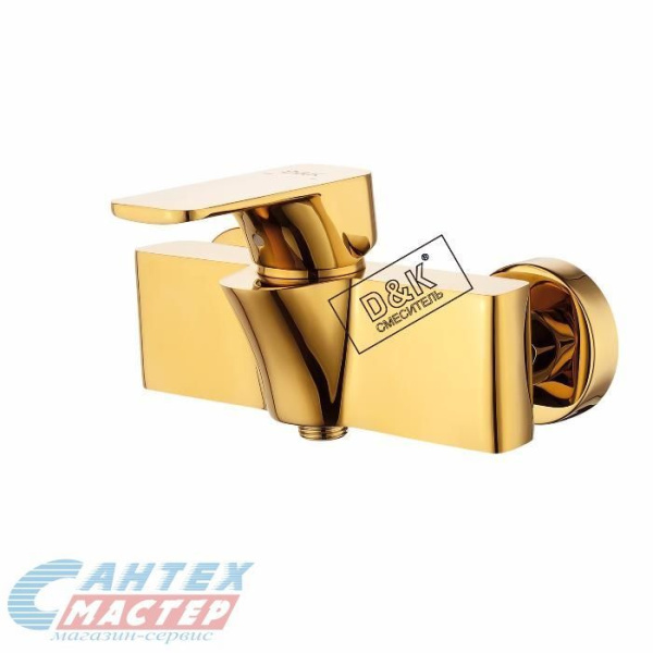 Смеситель для душа D&K Berlin Touro однорычажный, керамический, настенный, без излива, с шлангом/лейкой, латунь, цвет золотой